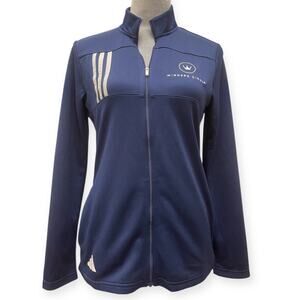 Adidas Women's 3-Stripes Double Knit Full-Zip Golf Jacket Navy Blue Size Small
